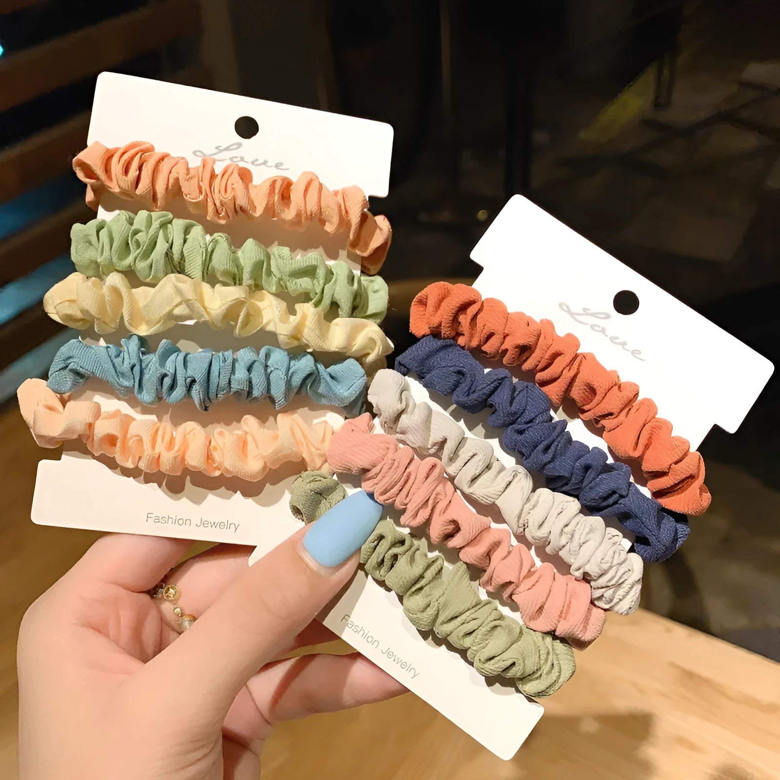 Children's autumn colour hair ring and head rope set with macaron tones