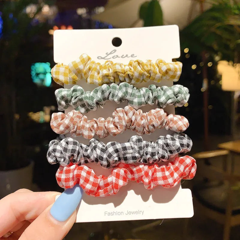 Children's autumn colour hair ring and head rope set with macaron tones