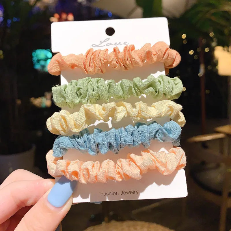 Children's autumn colour hair ring and head rope set with macaron tones