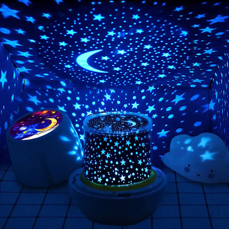 Pruixin PRX1363 LED projector night light displaying star pattern on a wall