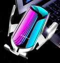 Gold Magic Clip R1 automatic wireless charging car phone holder mounted on a dashboard