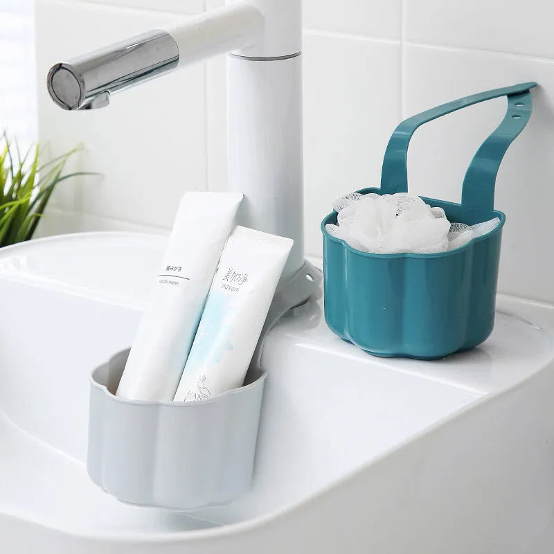 Dark blue plastic sink drain basket with Nordic design dimensions 20x10x7.5cm