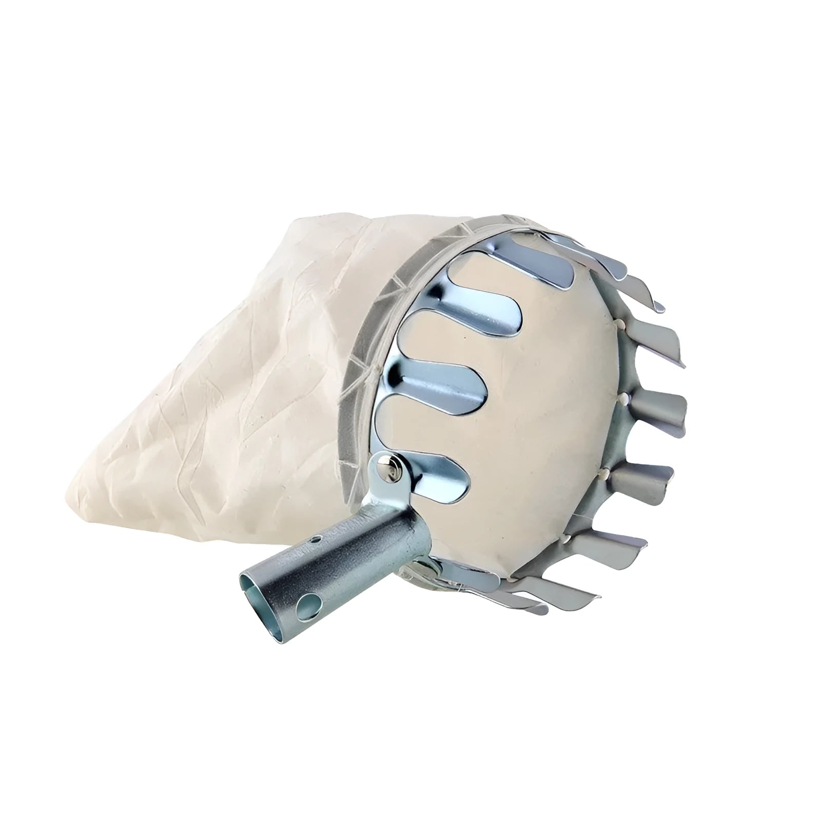Steel frame fruit picker head basket catcher with cloth bag for harvesting garden fruits