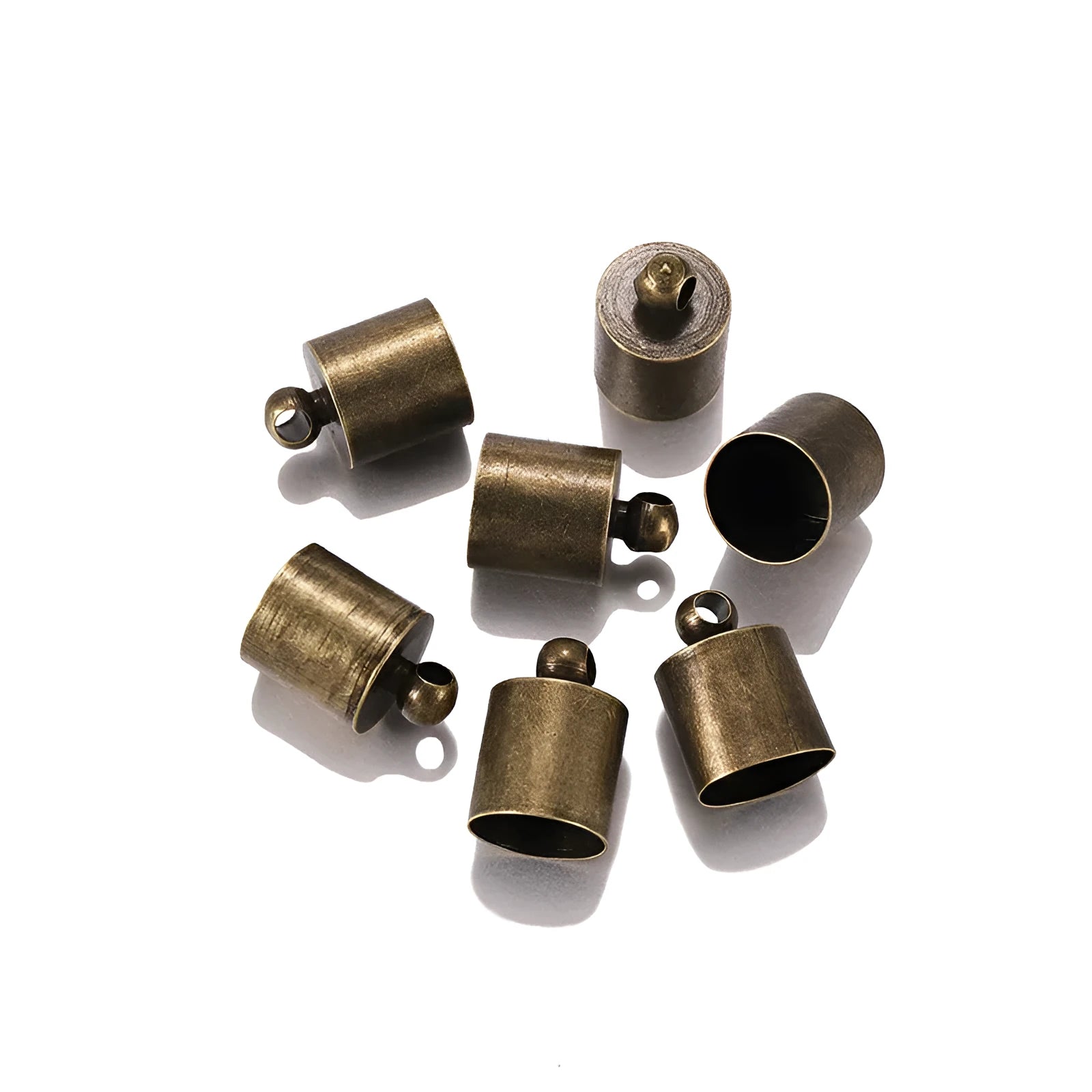 Pack of 50 electroplated copper weight caps in various sizes and colours for jewellery tassels
