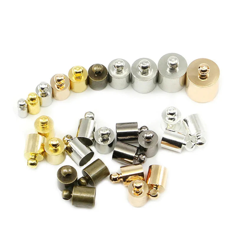 Pack of 50 electroplated copper weight caps in various sizes and colours for jewellery tassels
