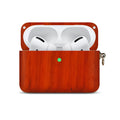 Bluetooth wireless earphones with a solid wood shell in a choice of natural finishes, compatible with Apple iPhones.