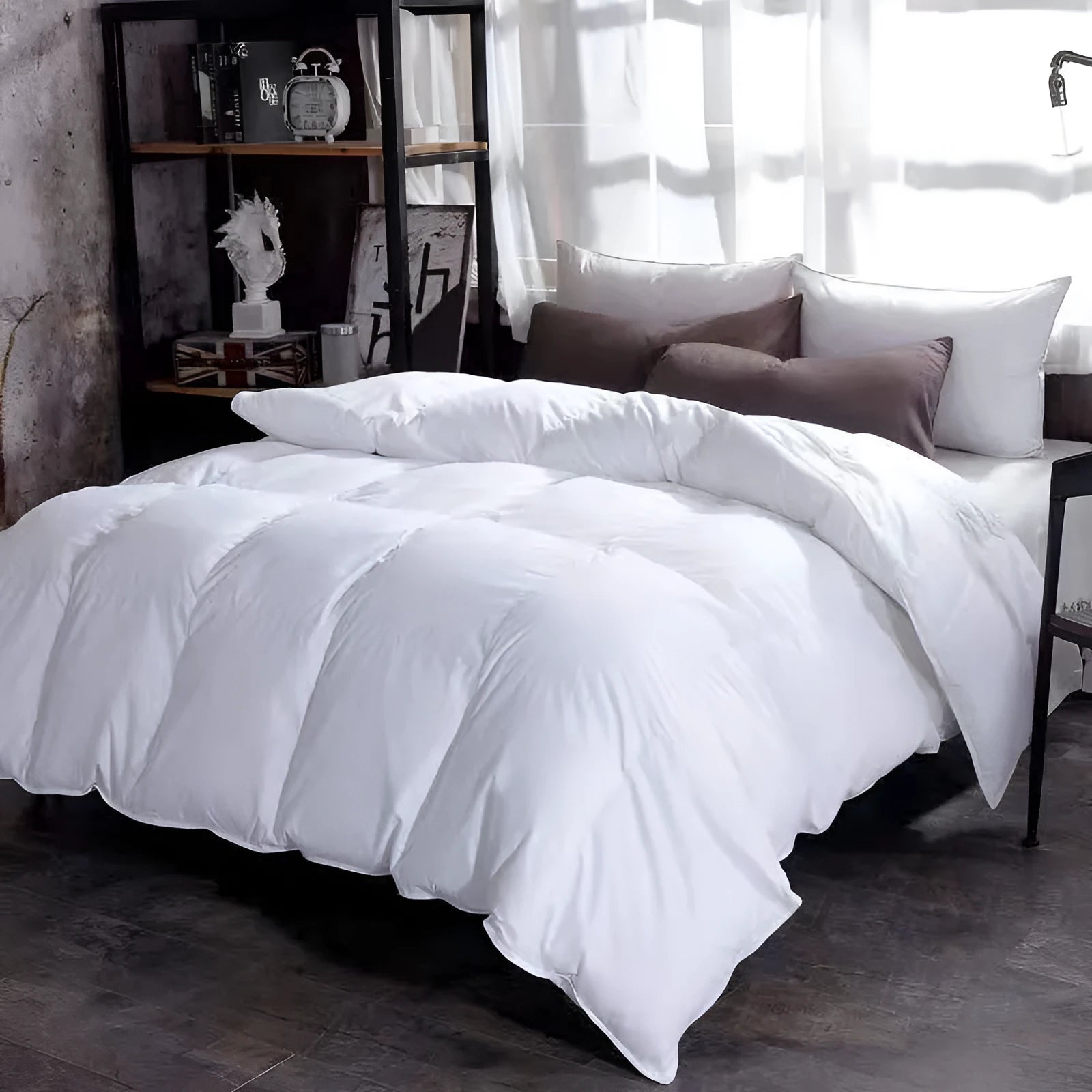 Goose down duvet in grey colour, twill weave, with available sizes 150-240cm