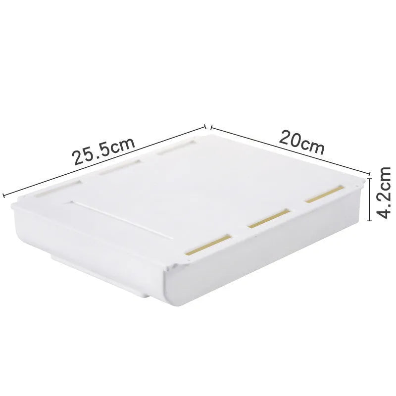 Japanese-style plastic drawer storage box hidden under table in grey, available in small large extra large sizes