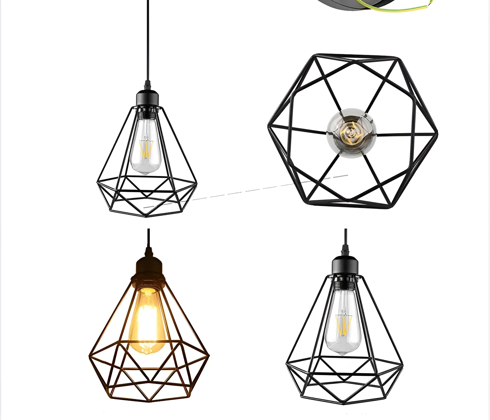 Black Nordic retro style iron chandelier with a retractable frame for the living room.