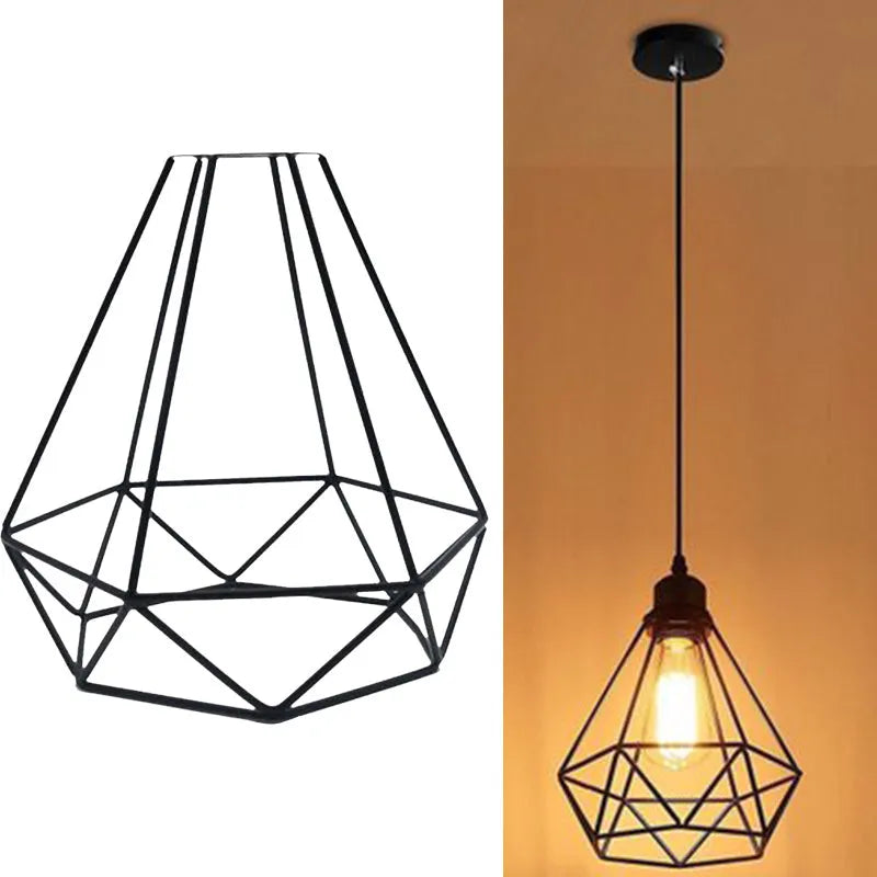 Black Nordic retro style iron chandelier with a retractable frame for the living room.