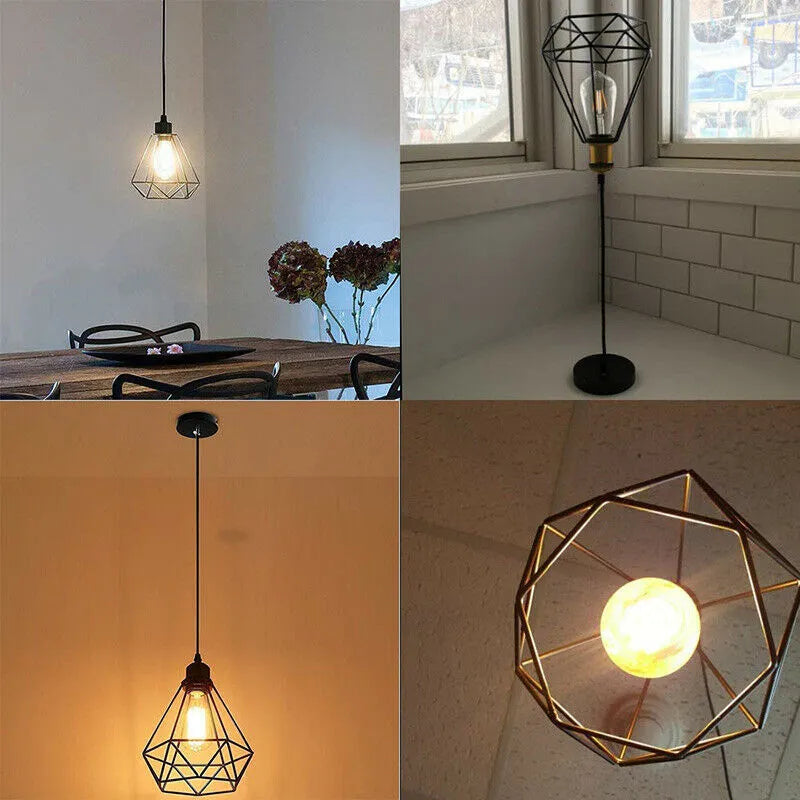 Black Nordic retro style iron chandelier with a retractable frame for the living room.