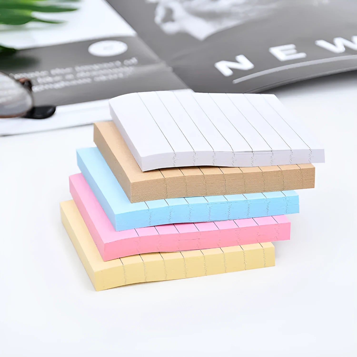 Coffee coloured paper brick shaped sticky note pad 7.5cm square