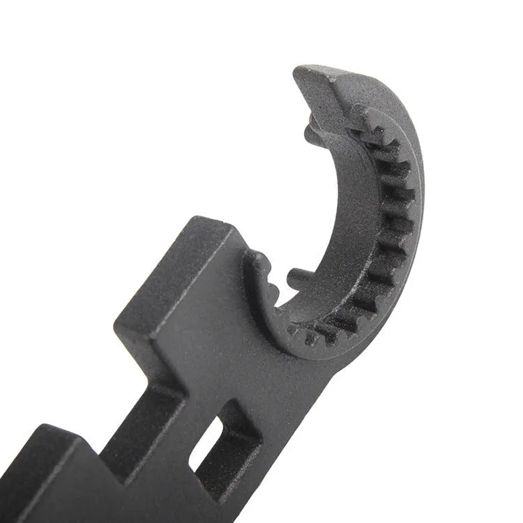 Black all-steel combination wrench for AR15 and M4 rifle maintenance with spray finish