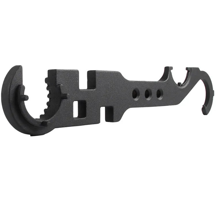 Black all-steel combination wrench for AR15 and M4 rifle maintenance with spray finish