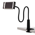 Mobile phone holder with flexible aluminium-magnesium alloy arm on a desk