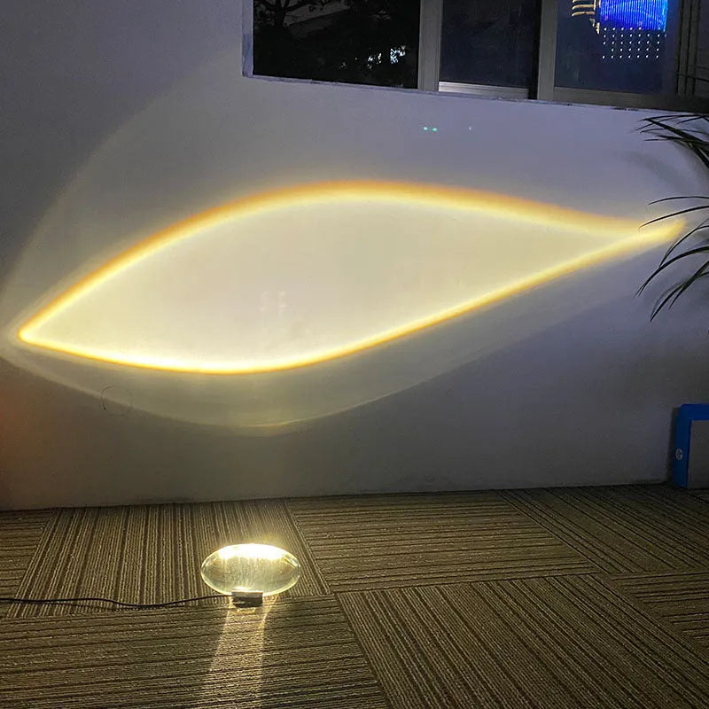 Crystal projection lamp with LED warm light and push button switch on a table
