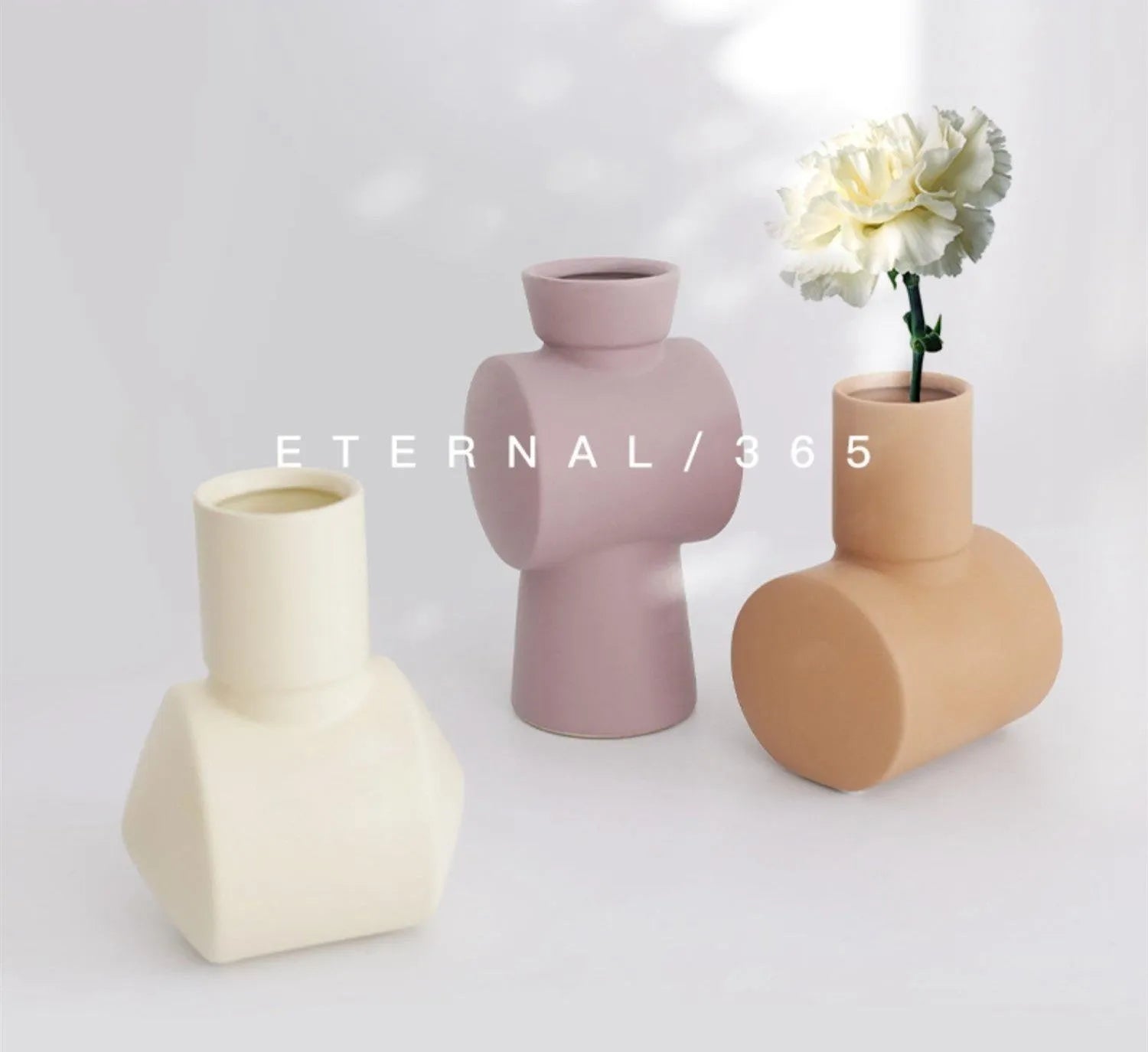 Nordic Morandi hammer ceramic vase with colour glaze in neutral beige brown purple tones