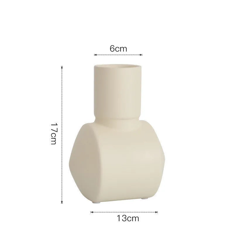 Nordic Morandi hammer ceramic vase with colour glaze in neutral beige brown purple tones