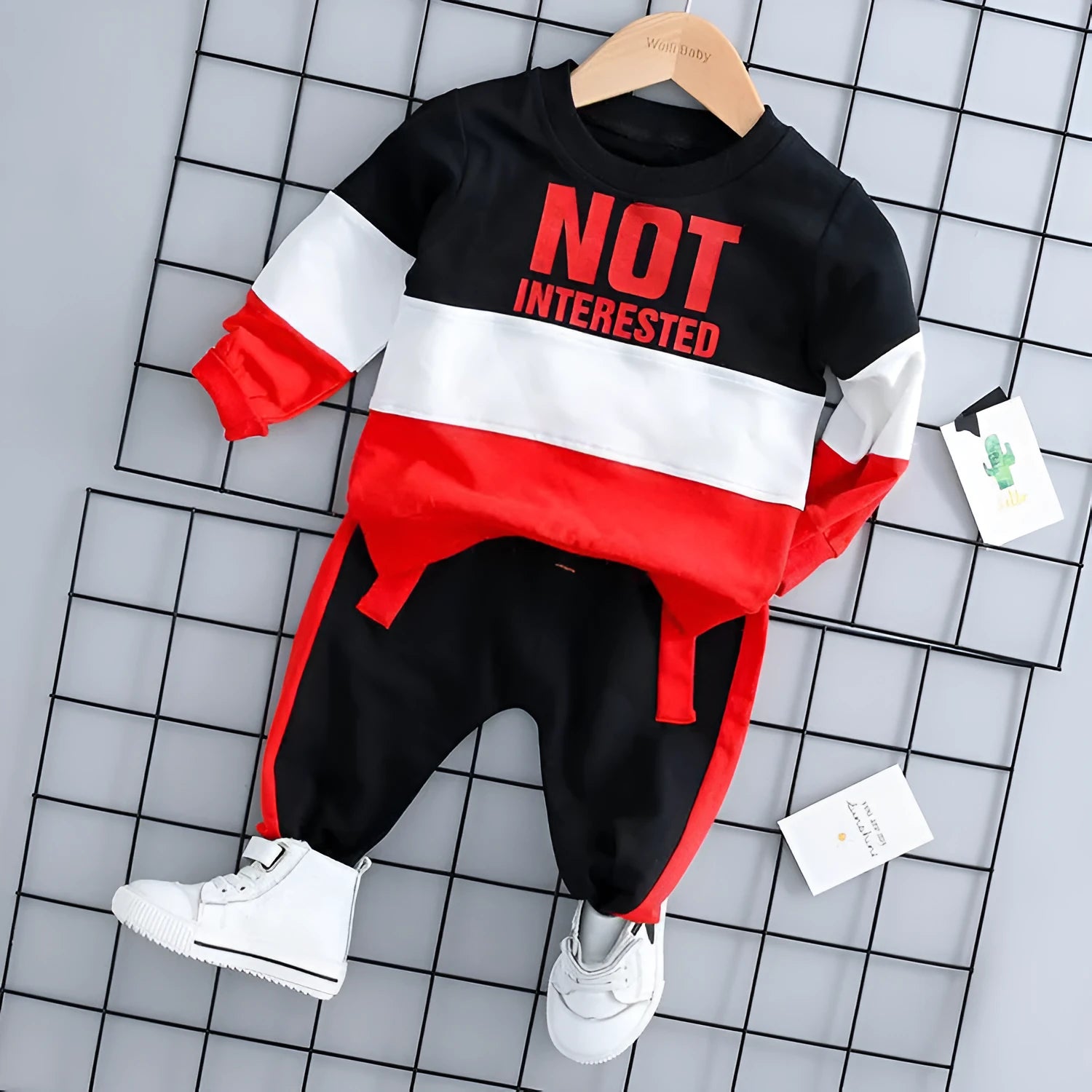 Two piece children's suit for boys in blue, long sleeve trousers style, European American design, available in sizes 80cm to 110cm