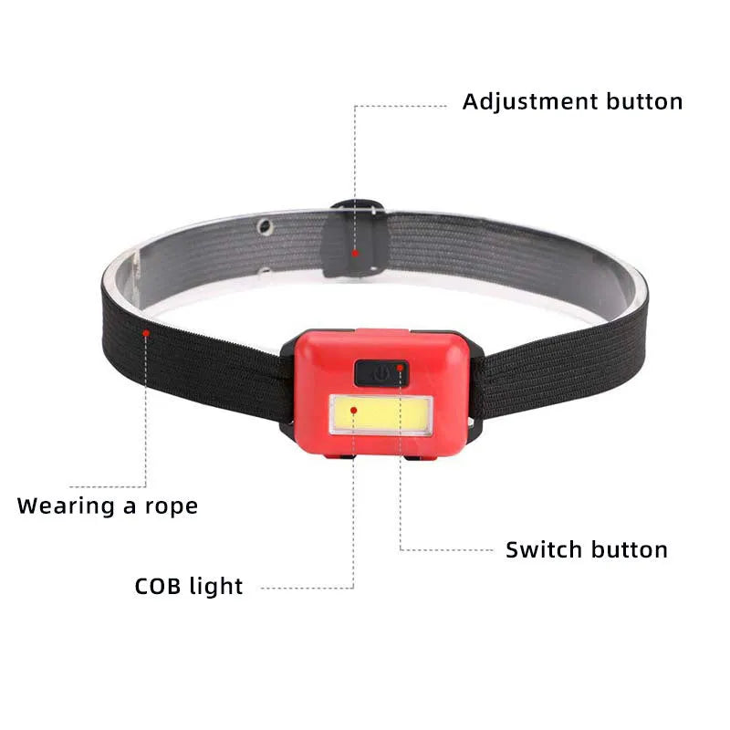 Compact blue outdoor LED headlamp with adjustable strap on a dark background.