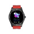 Full circle smart watch with touch display showing health metrics on silicone wristband