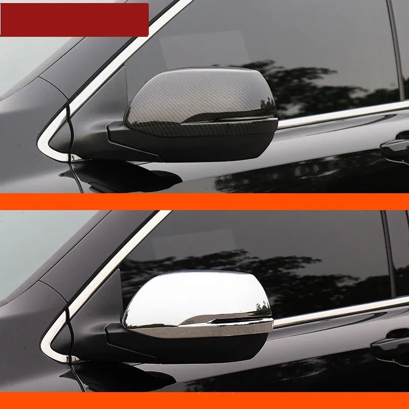 Two-piece ABS rear view mirror cover for 2017-19 Honda CR-V in black silver plating or carbon fibre pattern