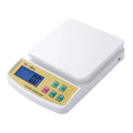 SF-400A black electronic digital kitchen scale on a countertop showing a weight display.