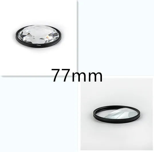 77mm half moon mirror rotatable filter for SLR cameras with microfiber cloth and shockproof bag