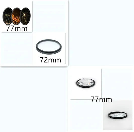 77mm half moon mirror rotatable filter for SLR cameras with microfiber cloth and shockproof bag