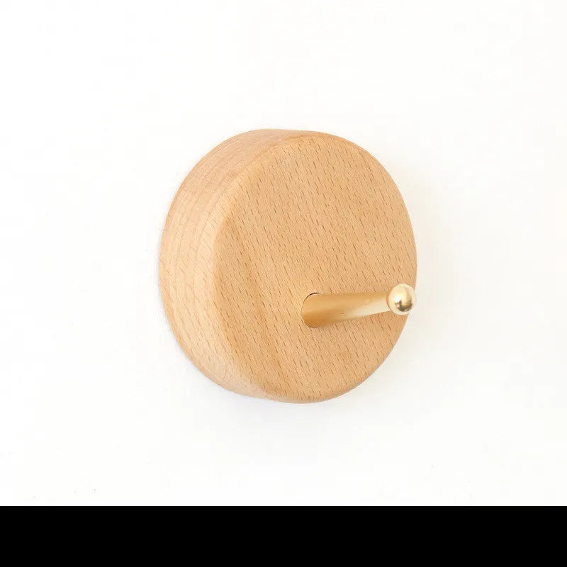 Solid beech wood adhesive wall hook with 10kg load capacity in modern design
