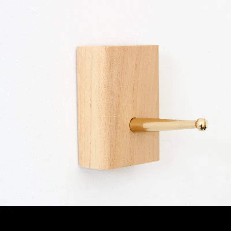 Solid beech wood adhesive wall hook with 10kg load capacity in modern design