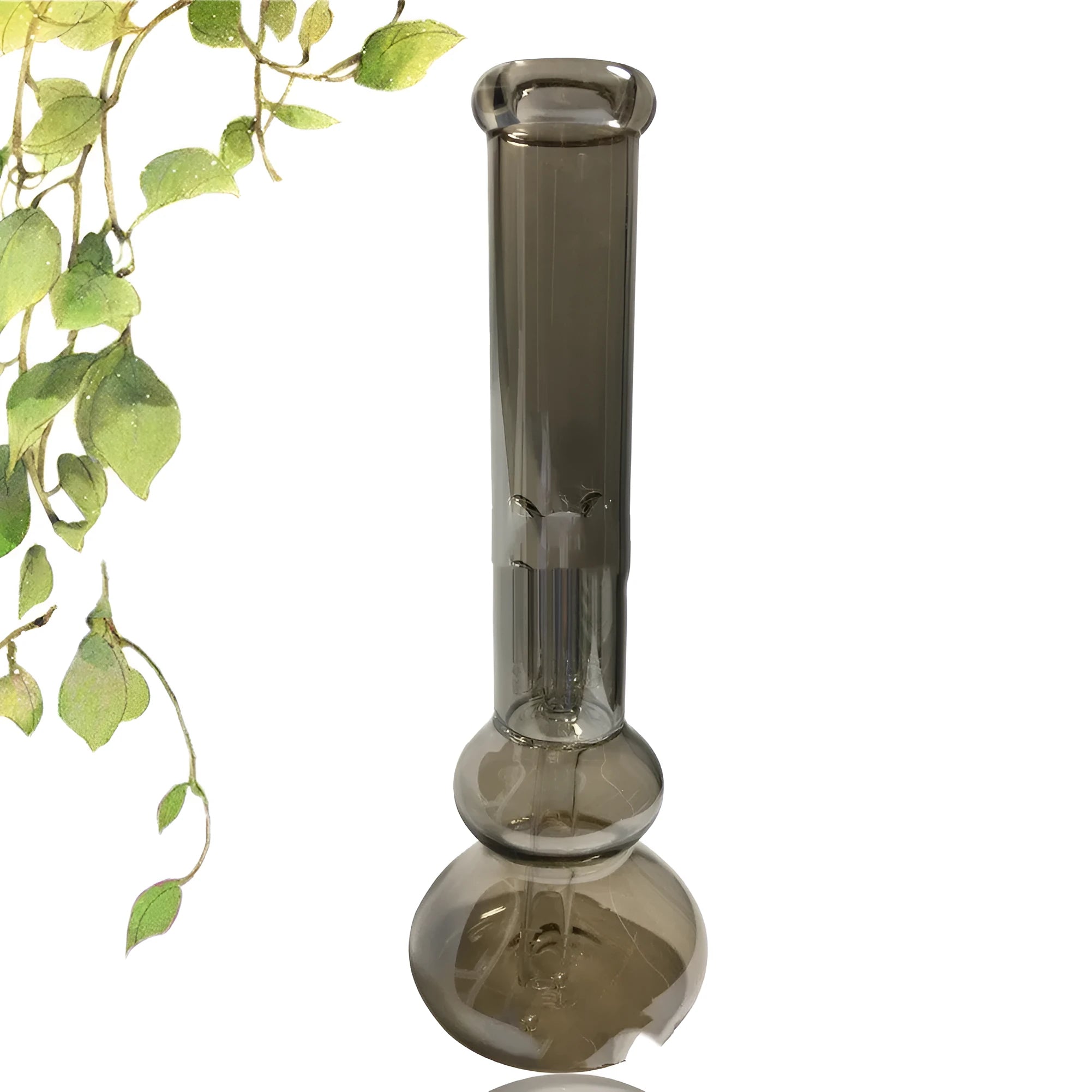 Clear glass vase with colour decoration in American style on table