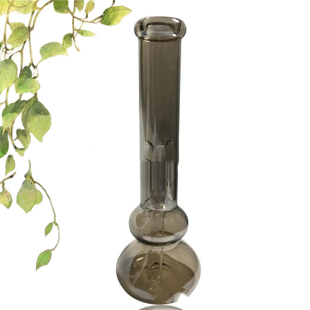 Clear glass vase with colour decoration in American style on table