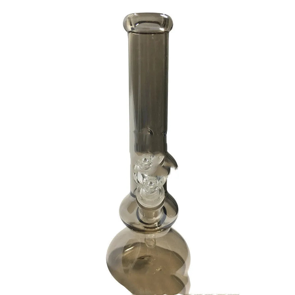 Clear glass vase with colour decoration in American style on table