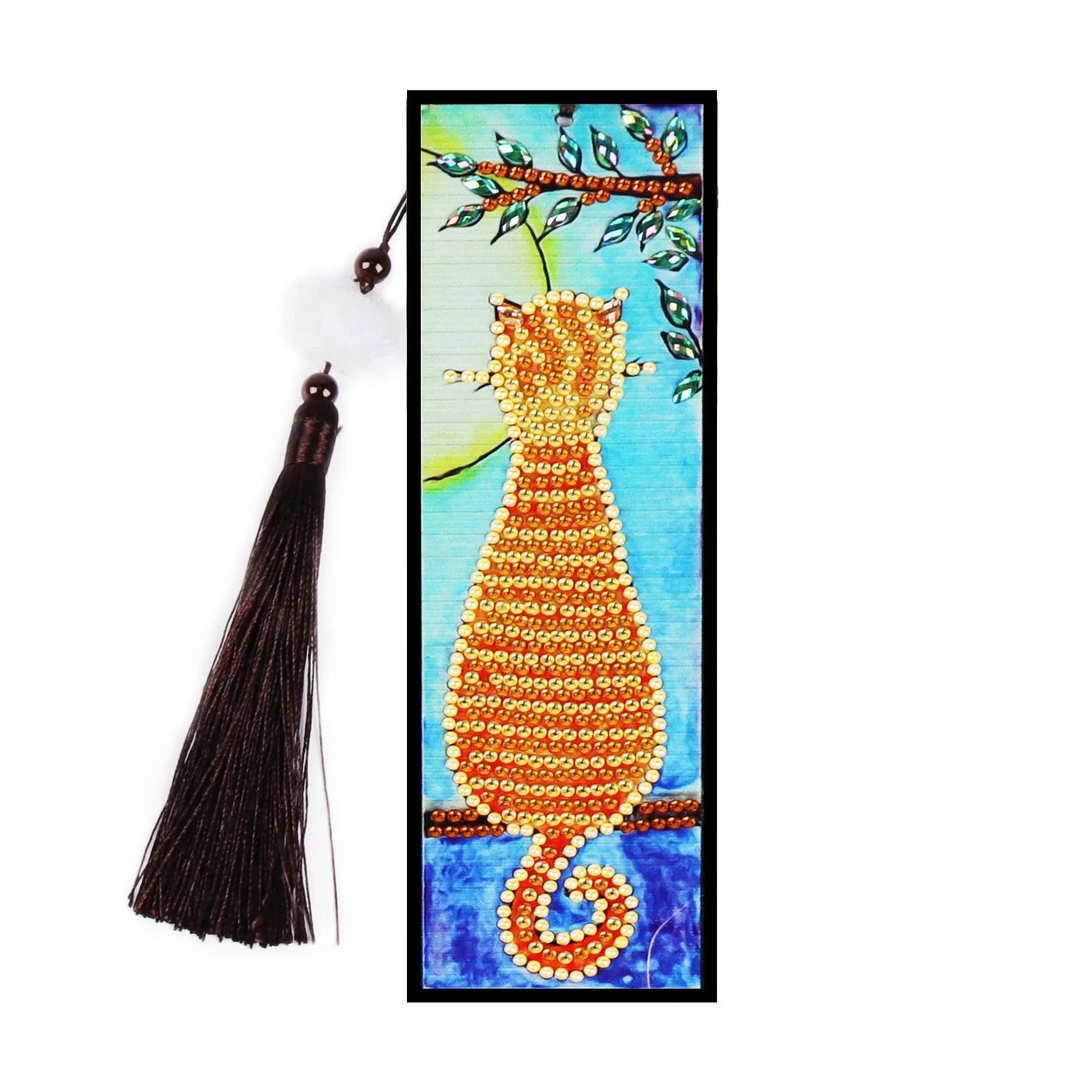 DIY diamond painting bookmark kit with mandala flower design and 5D crystals on PVC