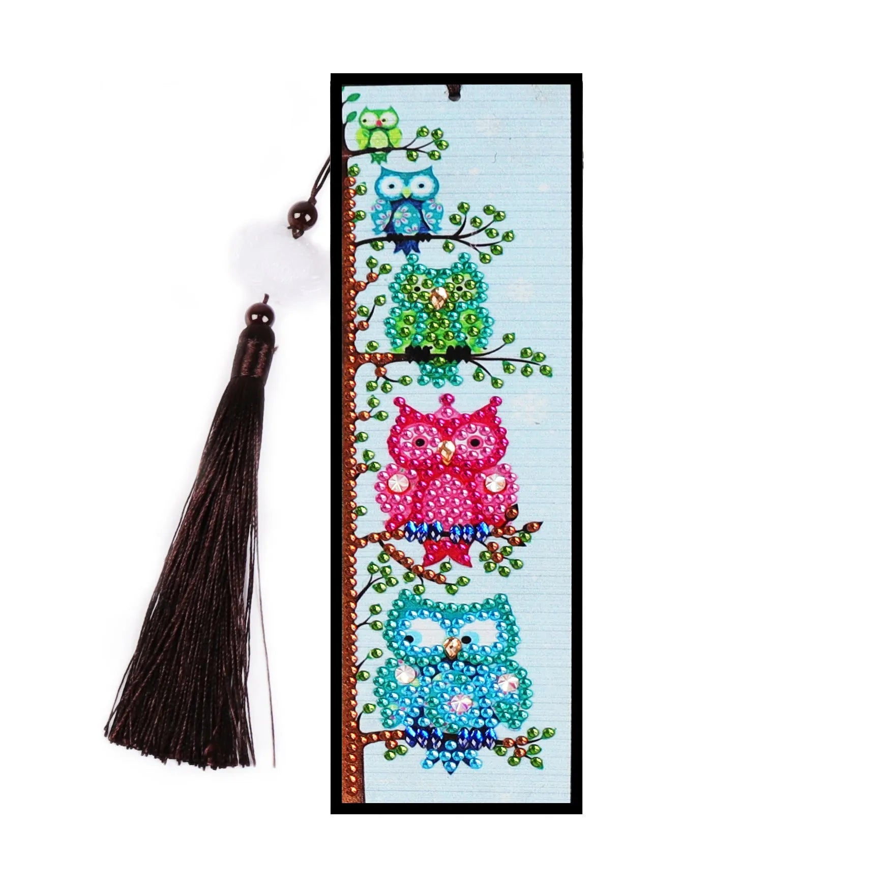 DIY diamond painting bookmark kit with mandala flower design and 5D crystals on PVC