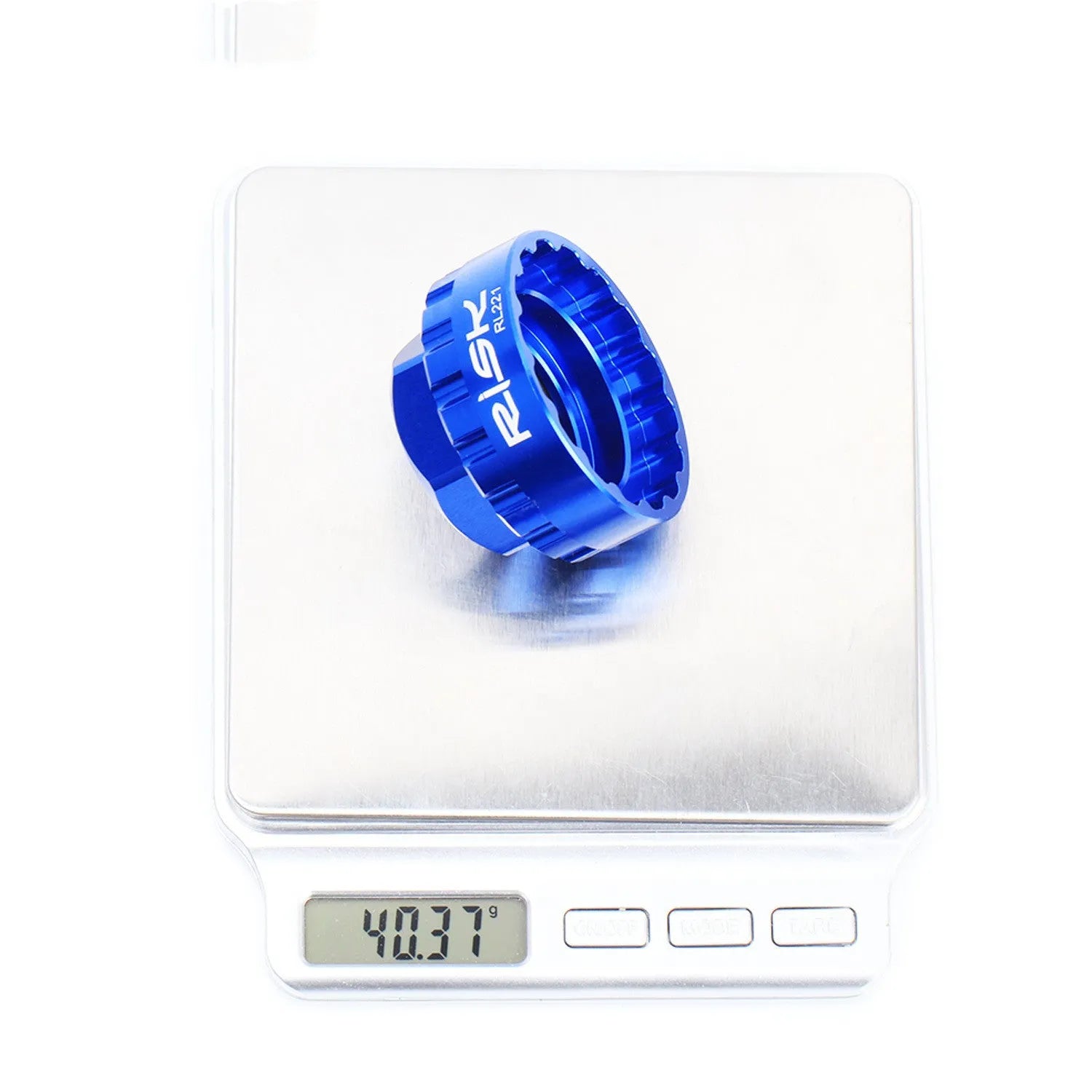 Blue aluminium bicycle wrench for 12-speed direct mount cassette removal on SRAM drivetrains.