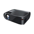 Portable wireless projector with AI voice control showing mobile phone screen mirroring