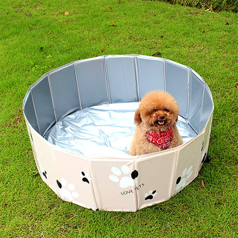 PVC folding dog bathtub round shape blue colour composite fabric hammock surface foldable design