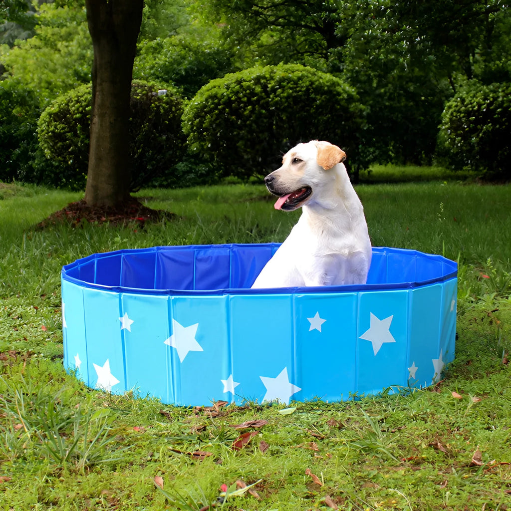 PVC folding dog bathtub round shape blue colour composite fabric hammock surface foldable design