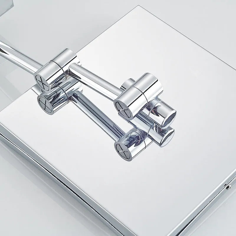 8.5-inch bathroom makeup mirror with stainless steel folding frame in silver finish