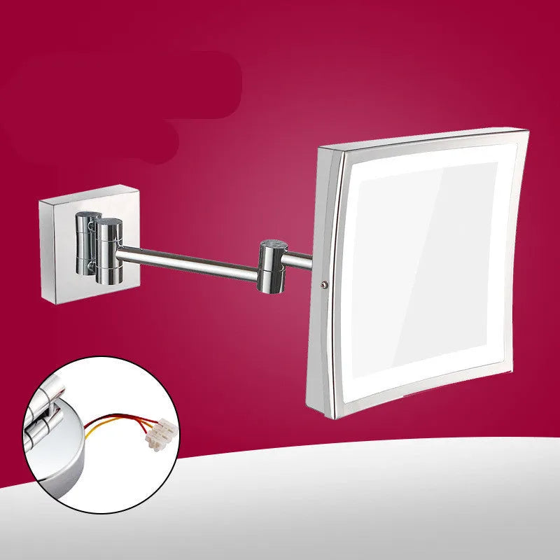 8.5-inch bathroom makeup mirror with stainless steel folding frame in silver finish