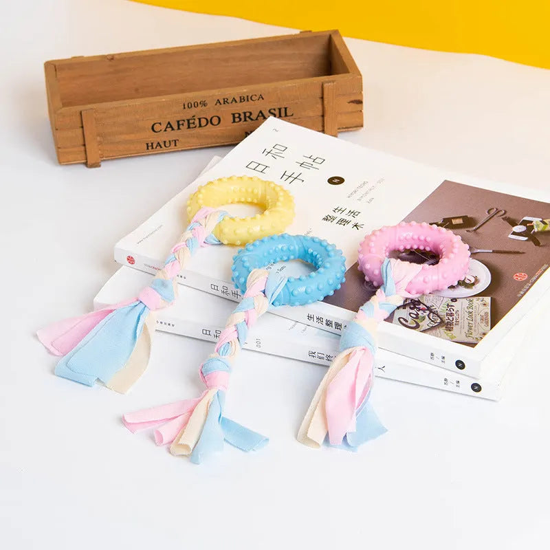 Colourful TPR knot pet toy with soft spines for dogs and cats