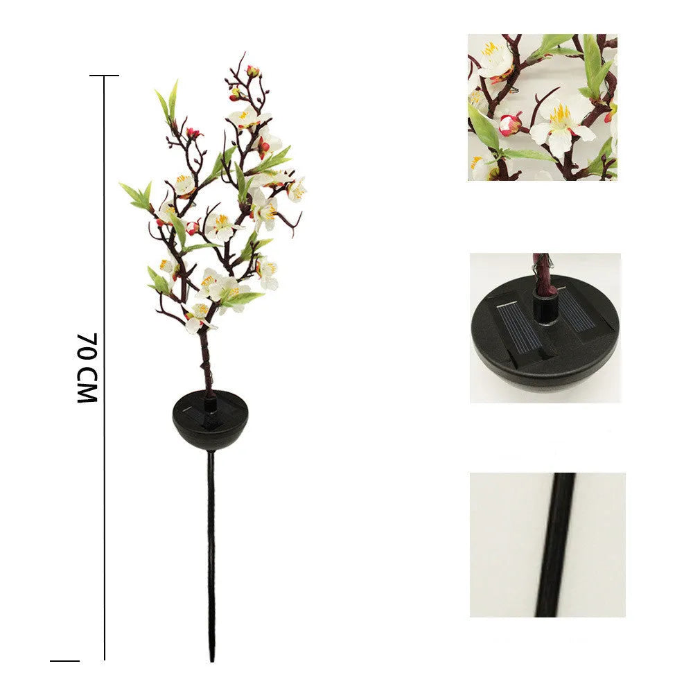 Solar-powered cherry firework string decorative light with ground stake for outdoor garden placement