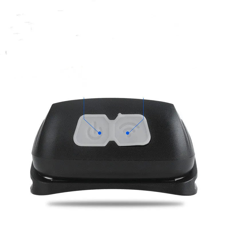Black or blue USB rechargeable sensor headlight with LED white and red beams