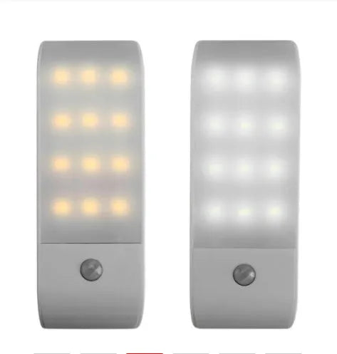 12LED rechargeable infrared sensor night light with white or yellow light options