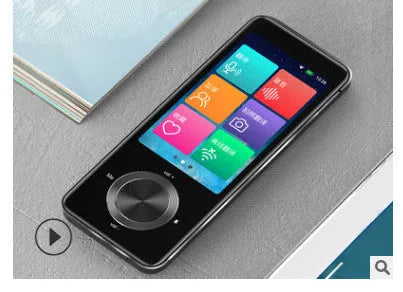 M9 electronic language translator device in gold or silver grey colour with USB power port.