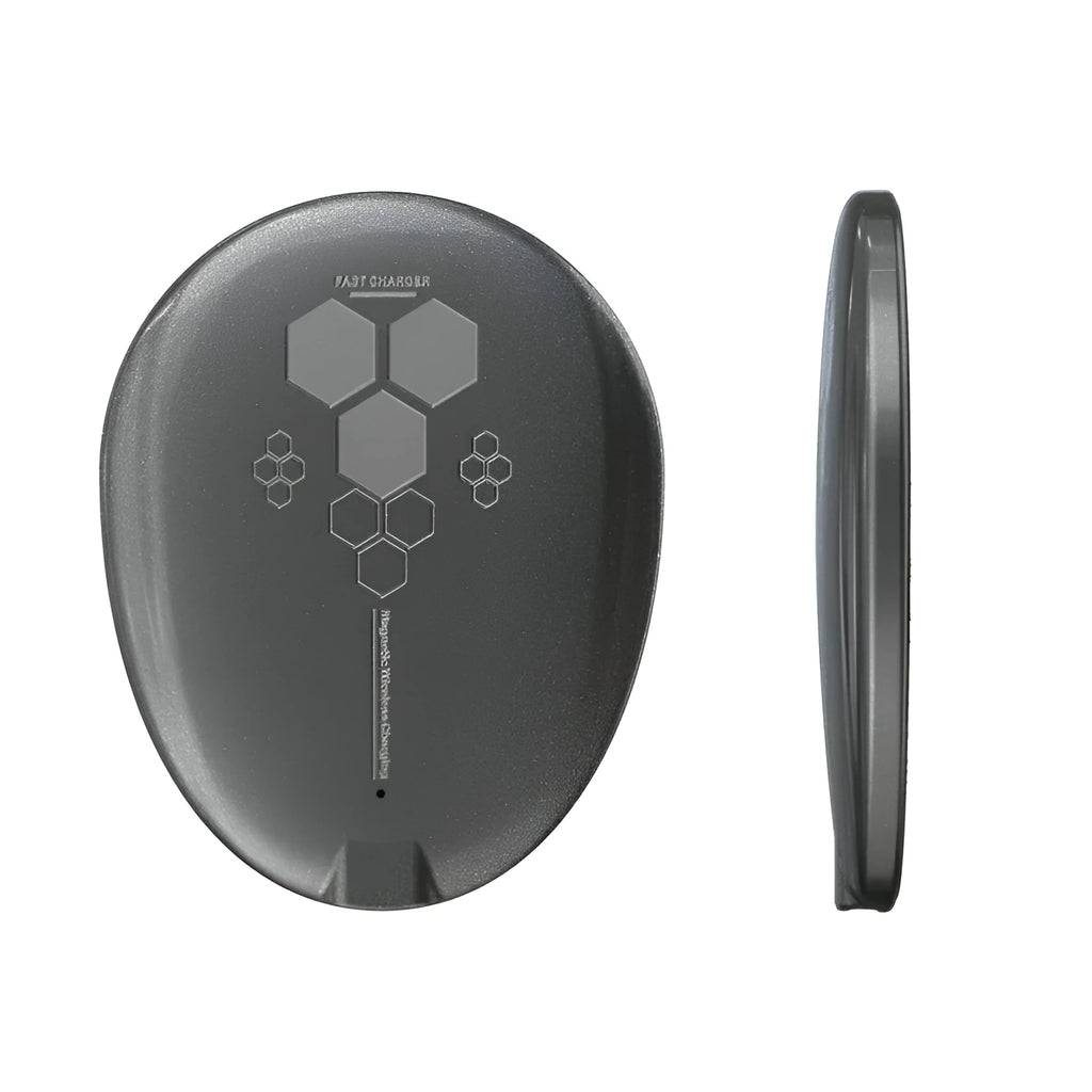 Black magnetic wireless charger with TYPE-C port for 1200mA 12V charging