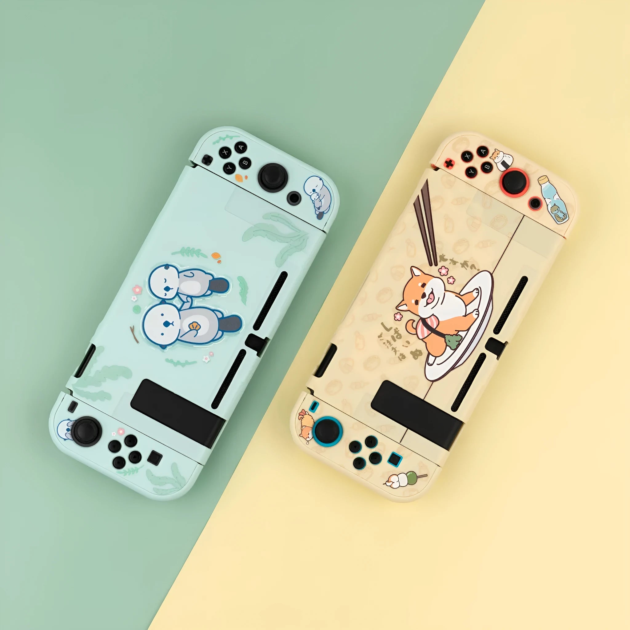 Nintendo Switch Lite protective hard shell case with silicone grip housing and sea otter design