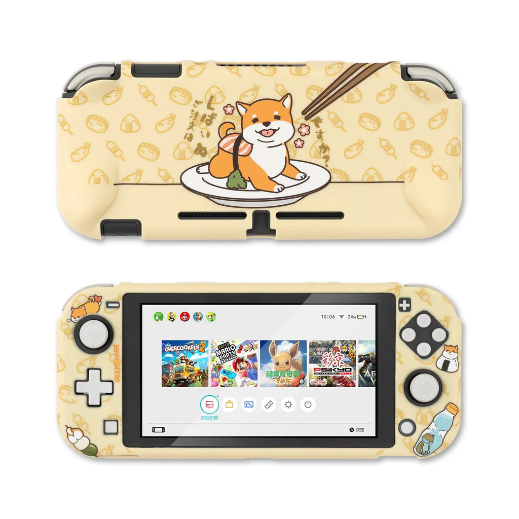 Nintendo Switch Lite protective hard shell case with silicone grip housing and sea otter design